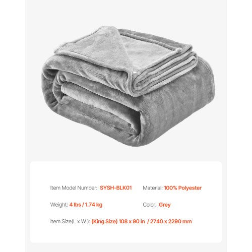 King Size Blanket 108 x 90 inches Lightweight and Fuzzy Throw Blanket for Bed