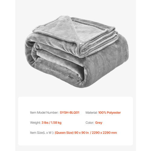 Queen Size Blanket 90 x 90 inches Lightweight and Fuzzy Throw Blanket for Bed