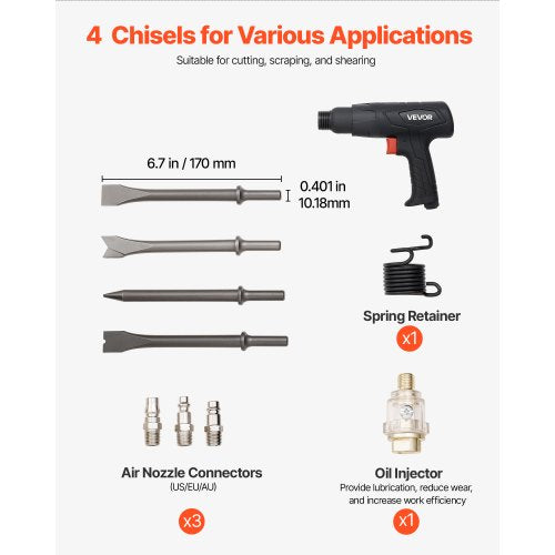 Air Hammer 25002700BPM Pneumatic Hammer with 276inch Stroke 4PCS 67