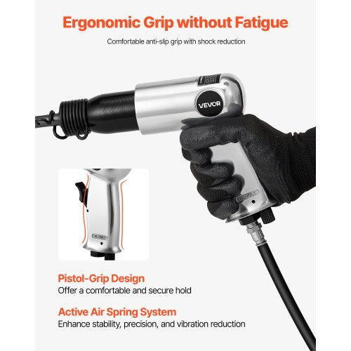 Air Hammer 3500BPM Pneumatic Hammer with 2.76 inch Stroke 4PCS Chisels