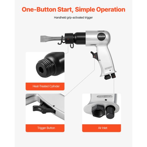 Air Hammer 4500BPM Pneumatic Hammer with 1.57inch Stroke 4PCS Chisels