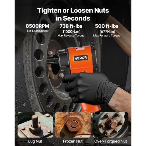 1/2 Inch Air Impact Wrench Up to 738 ftlbs Nutbusting Torque Stubby Size