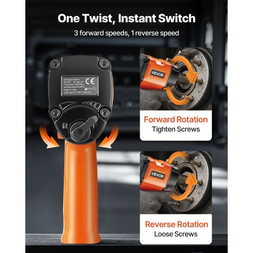 1/2 Inch Air Impact Wrench Up to 738 ftlbs Nutbusting Torque Stubby Size