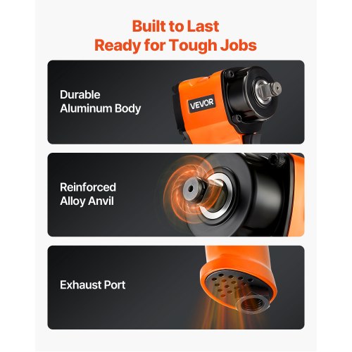 1/2 Inch Air Impact Wrench Up to 738 ftlbs Nutbusting Torque Stubby Size