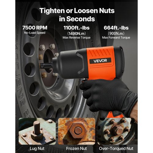 Air Impact Wrench 12 Drive Pneumatic Impact Wrench Up to 1100 ftlbs