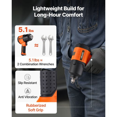 Air Impact Wrench 12 Drive Pneumatic Impact Wrench Up to 1100 ftlbs
