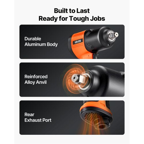 Air Impact Wrench 12 Drive Pneumatic Impact Wrench Up to 1100 ftlbs