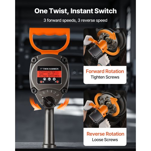1 Inch Air Impact Wrench Up to 1200 ftlbs NutBusting Torque 16.4 lbs