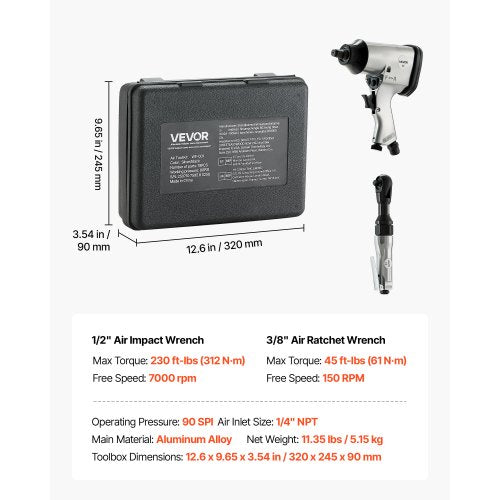 12 Air Impact Wrench 38 Ratchet Wrench Combo 19 Pieces Pro Air Tool