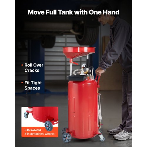 21 Gallon Waste Oil Drain Tank Air Operated Portable Oil Drainer