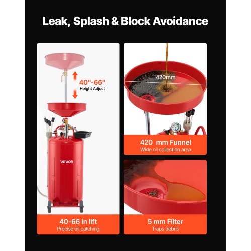 21 Gallon Waste Oil Drain Tank Air Operated Portable Oil Drainer