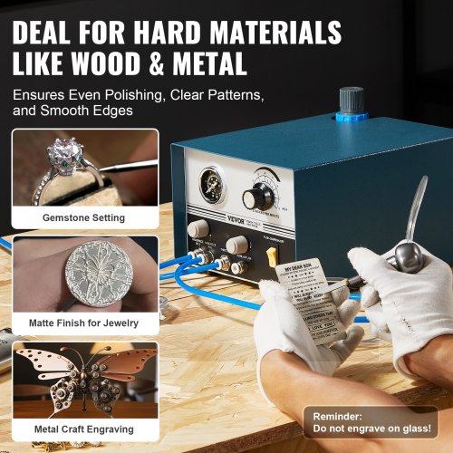 Pneumatic Jewelry Engraver 12006000 RPM Adjustable 60W Dual Head