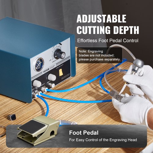 Pneumatic Jewelry Engraver 12006000 RPM Adjustable 60W Dual Head