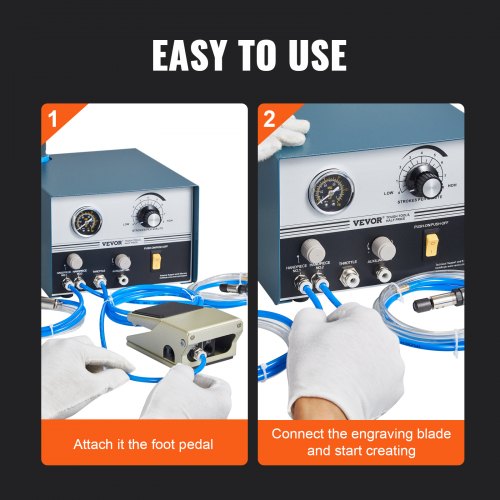 Pneumatic Jewelry Engraver 12006000 RPM Adjustable 60W Dual Head