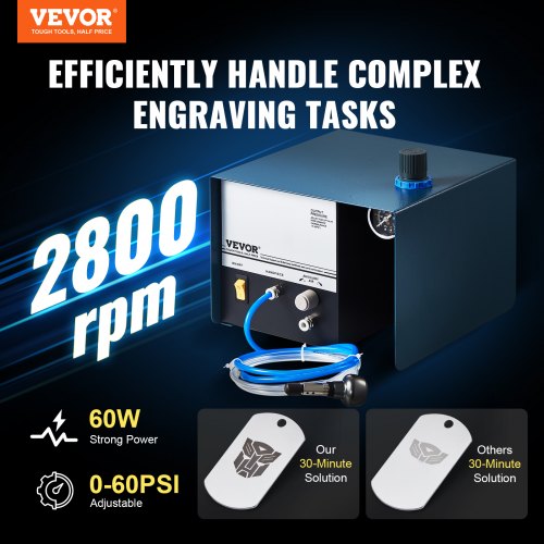 Pneumatic Jewelry Engraver 2800 RPM 60W Single Head Pneumatic Hand