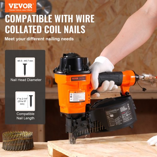 Coil Siding Nailer MCN55 1 inch to 214 inch 15 Degree Pneumatic Siding