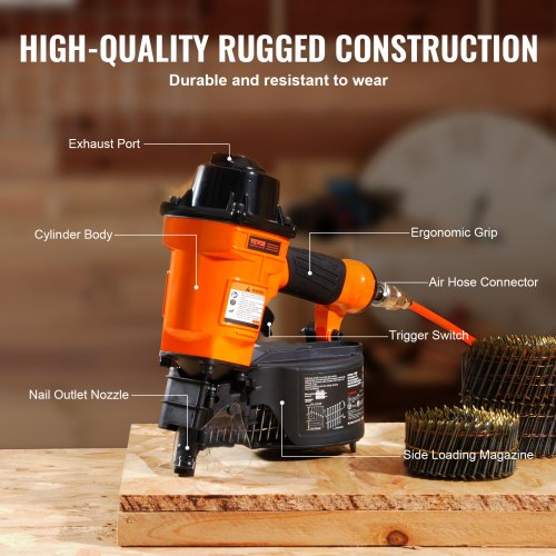 Coil Siding Nailer MCN55 1 inch to 214 inch 15 Degree Pneumatic Siding