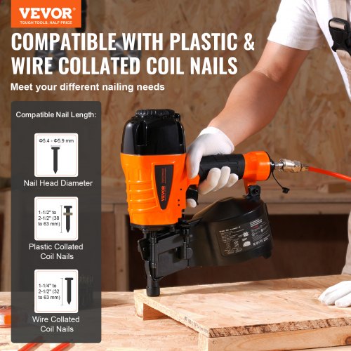 Coil Siding Nailer CN65 114 to 212 15 Degree Pneumatic Siding Nail