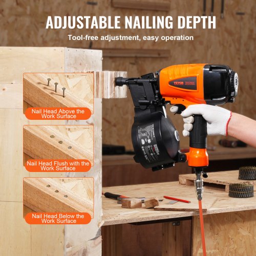 Coil Siding Nailer CN65 114 to 212 15 Degree Pneumatic Siding Nail