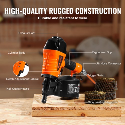 Coil Siding Nailer CN65 114 to 212 15 Degree Pneumatic Siding Nail