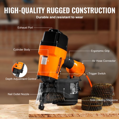 Coil Framing Nailer MCN90 134 to 312 15 Degree Pneumatic Framing Nail