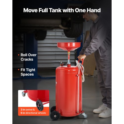 25 Gallon Waste Oil Drain Tank Air Operated Portable Oil Drainer
