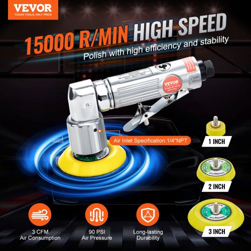 1/2/3 Inch Random Orbital Air Sander High Speed 15000RPM Mini Pneumatic