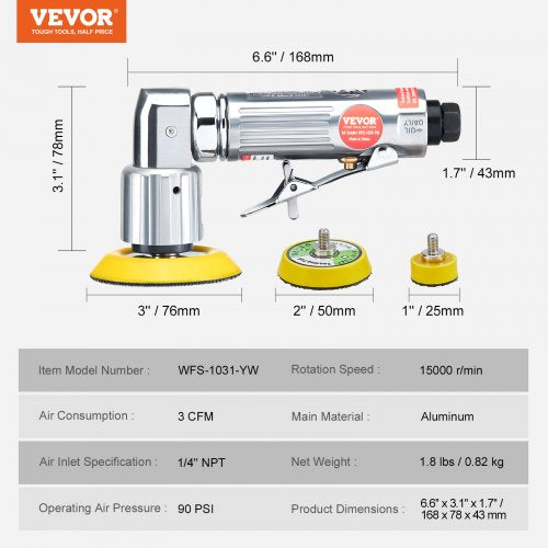 1/2/3 Inch Random Orbital Air Sander High Speed 15000RPM Mini Pneumatic