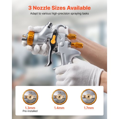 HVLP Air Spray Gun Gravity Feed Paint Sprayer Gun with 3 Nozzles