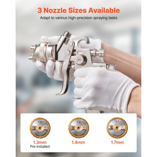 LVLP Air Spray Gun Gravity Feed Paint Sprayer Gun with 3 Nozzles