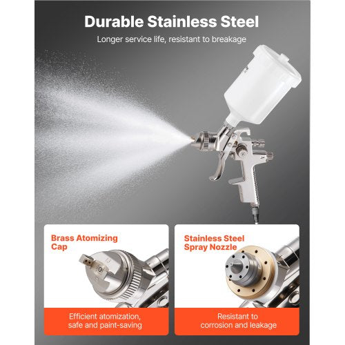 LVLP Air Spray Gun Gravity Feed Paint Sprayer Gun with 3 Nozzles