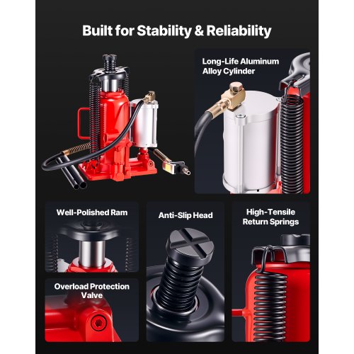 Air Hydraulic Bottle Jack 20 Ton 44092 lbs Capacity 102195 Inch 1