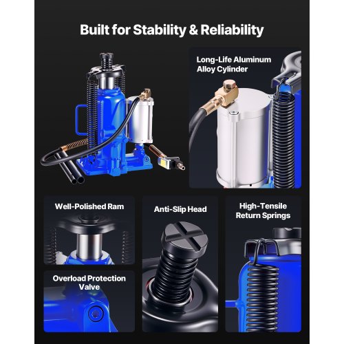 Air Hydraulic Bottle Jack 20 Ton 44092 lbs Capacity 102195 Inch 2