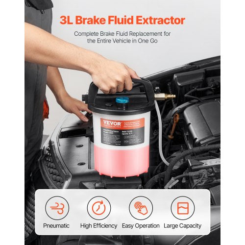 Brake Bleeder Kit 3L Brake Fluid Extractor with 1L Siphon Refilling Bottle
