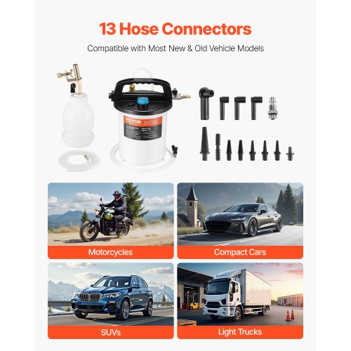 Brake Bleeder Kit 3L Brake Fluid Extractor with 1L Siphon Refilling Bottle
