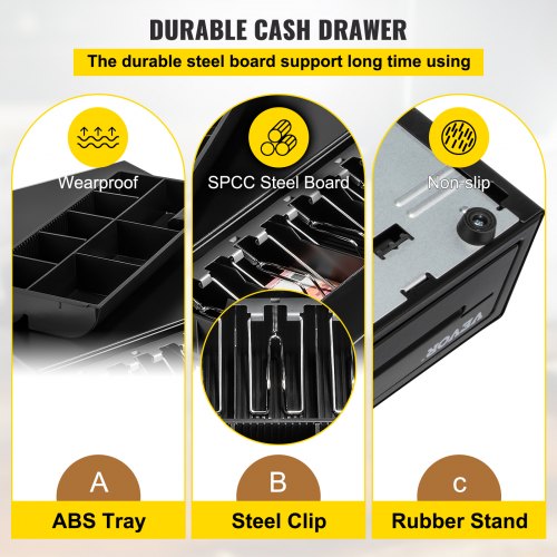 Cash Register Drawer 16 12 V for POS System with 5 Bill 8 Coin Cash