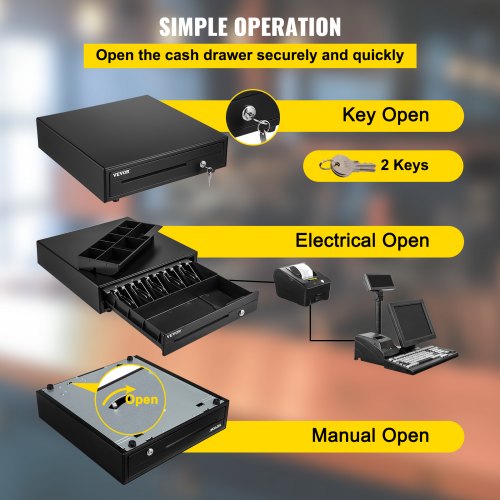 Cash Register Drawer 16 12 V for POS System with 5 Bill 8 Coin Cash