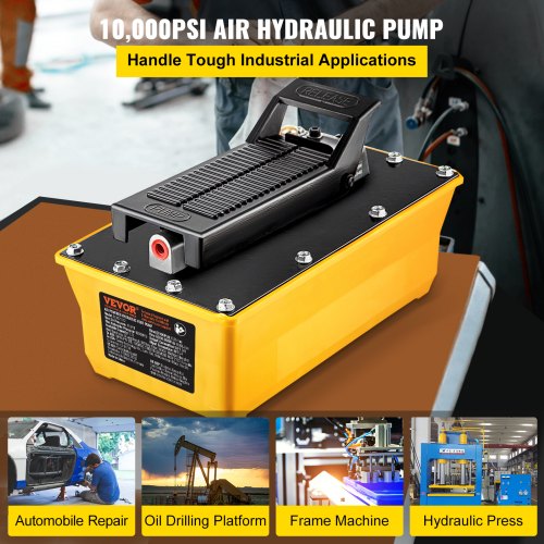 Air Hydraulic Pump 10000 PSI Hydraulic Foot Pump 0.6 Gal Reservoir Foot