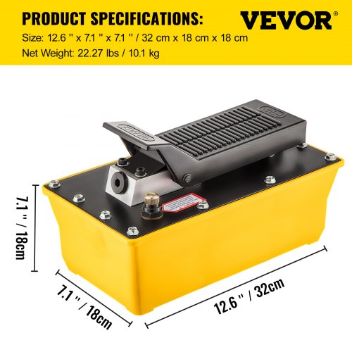 Air Hydraulic Pump 10000 PSI Hydraulic Foot Pump 0.6 Gal Reservoir Foot