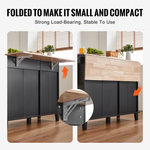 Kitchen Island Cart 50 Wood Top Breakfast Bar with Trash Cabinet Tilt Out
