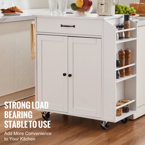 Kitchen Island Cart 32 Mobile Carts with Storage Cabinet Rolling Table
