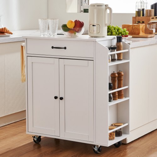 Kitchen Island Cart 32 Mobile Carts with Storage Cabinet Rolling Table