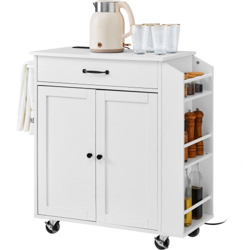 Kitchen Island Cart 32 Mobile Carts with Storage Cabinet Rolling Table