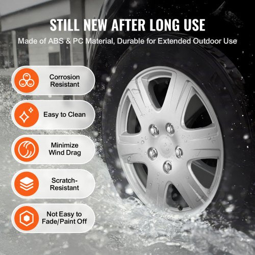Wheel Rim Cover Hubcaps 15 in Diameter Sturdy Durable ScratchResistant