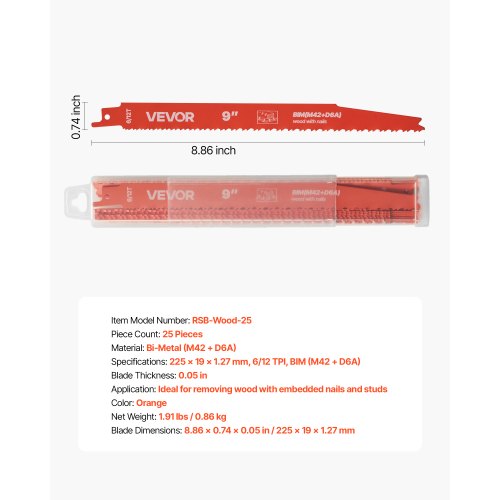 Reciprocating Saw Blades 25 Pack 612 TPI BiMetal Reciprocating Saw Blade