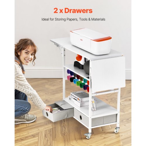 Rolling Craft Cart and Storage Table Compatible with Cricut Machines