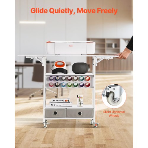 Rolling Craft Cart and Storage Table Compatible with Cricut Machines