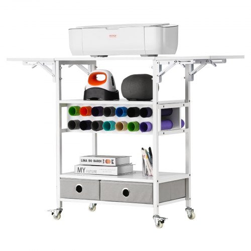 Rolling Craft Cart and Storage Table Compatible with Cricut Machines