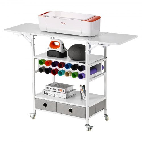 Rolling Craft Cart and Storage Table Compatible with Cricut Machines