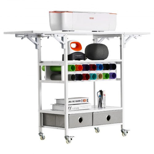 Rolling Craft Cart and Storage Table Compatible with Cricut Machines